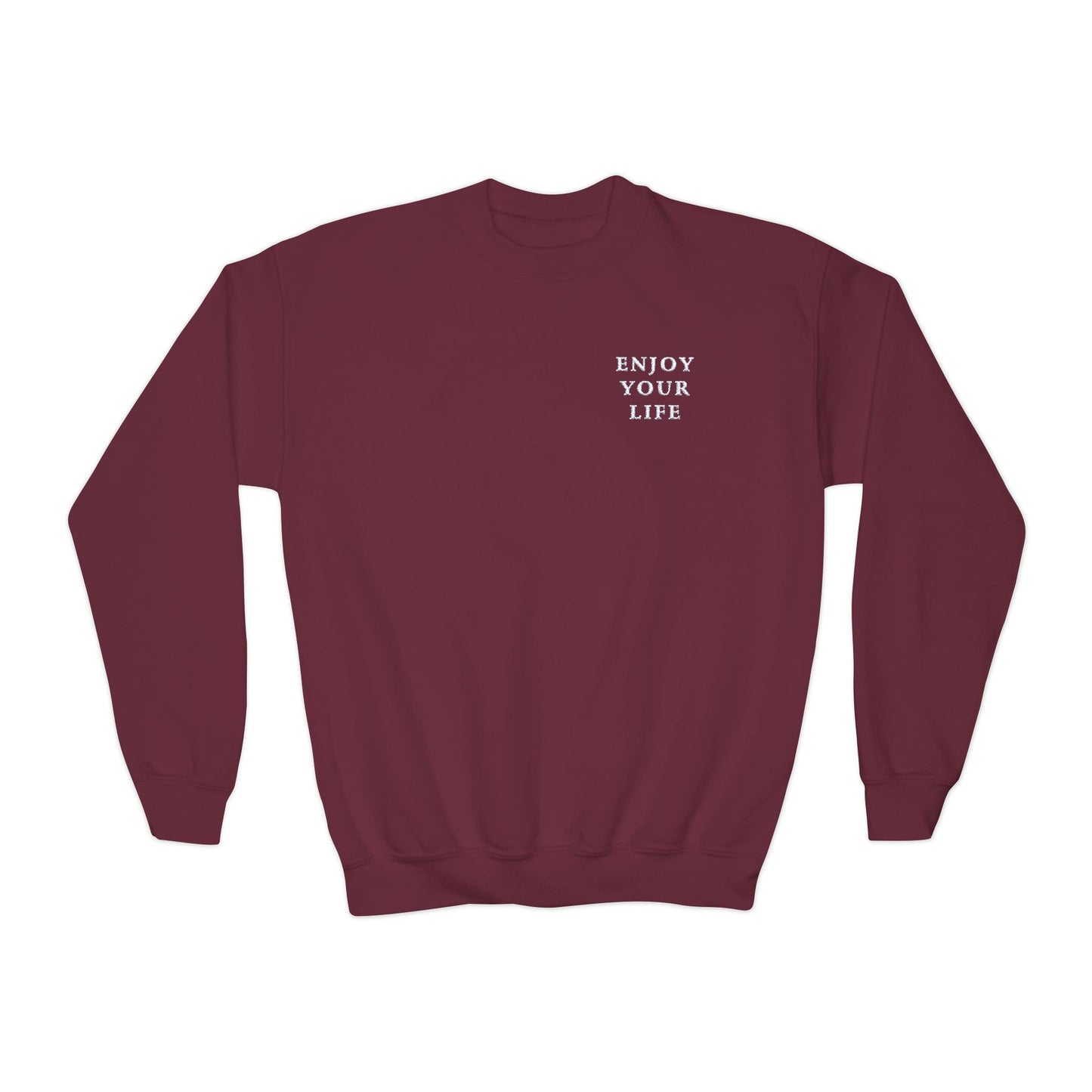 Youth Crewneck Sweatshirt Enjoy Your Life white