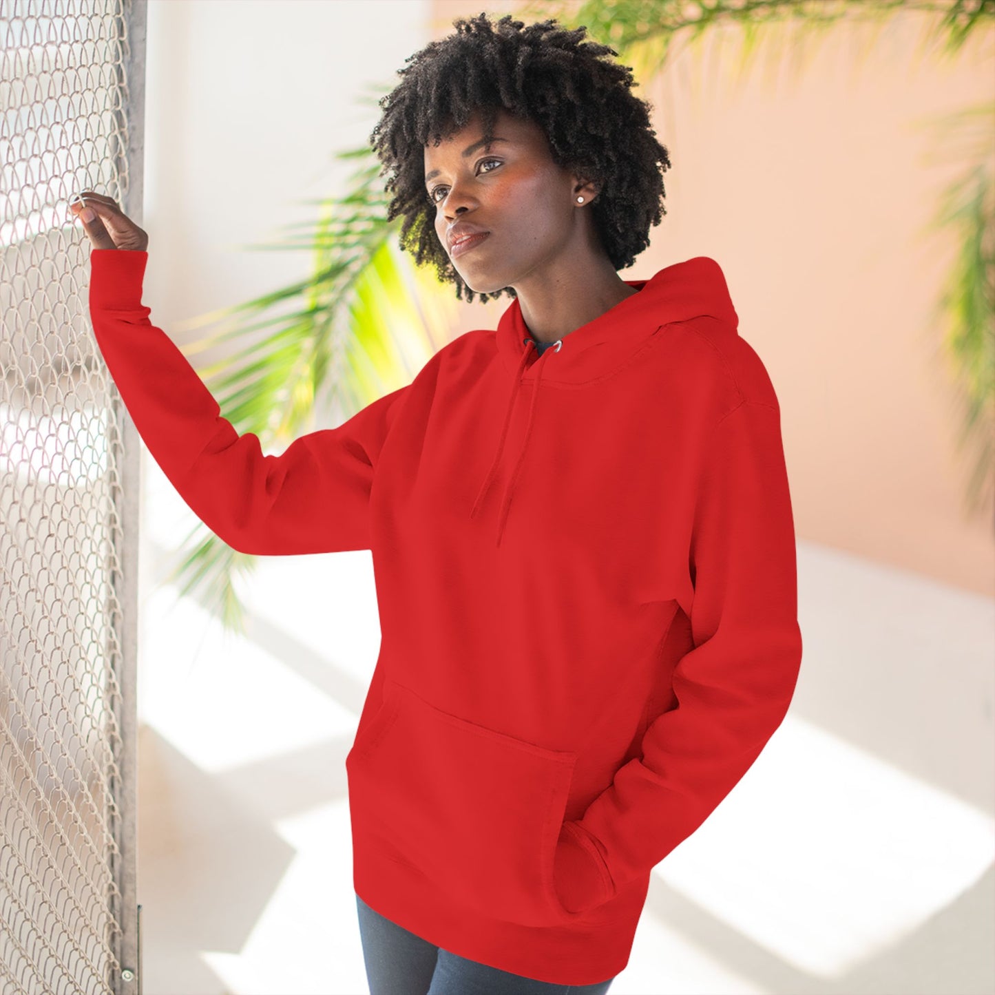 Three-Panel Fleece Hoodie Enjoy Your Life White text