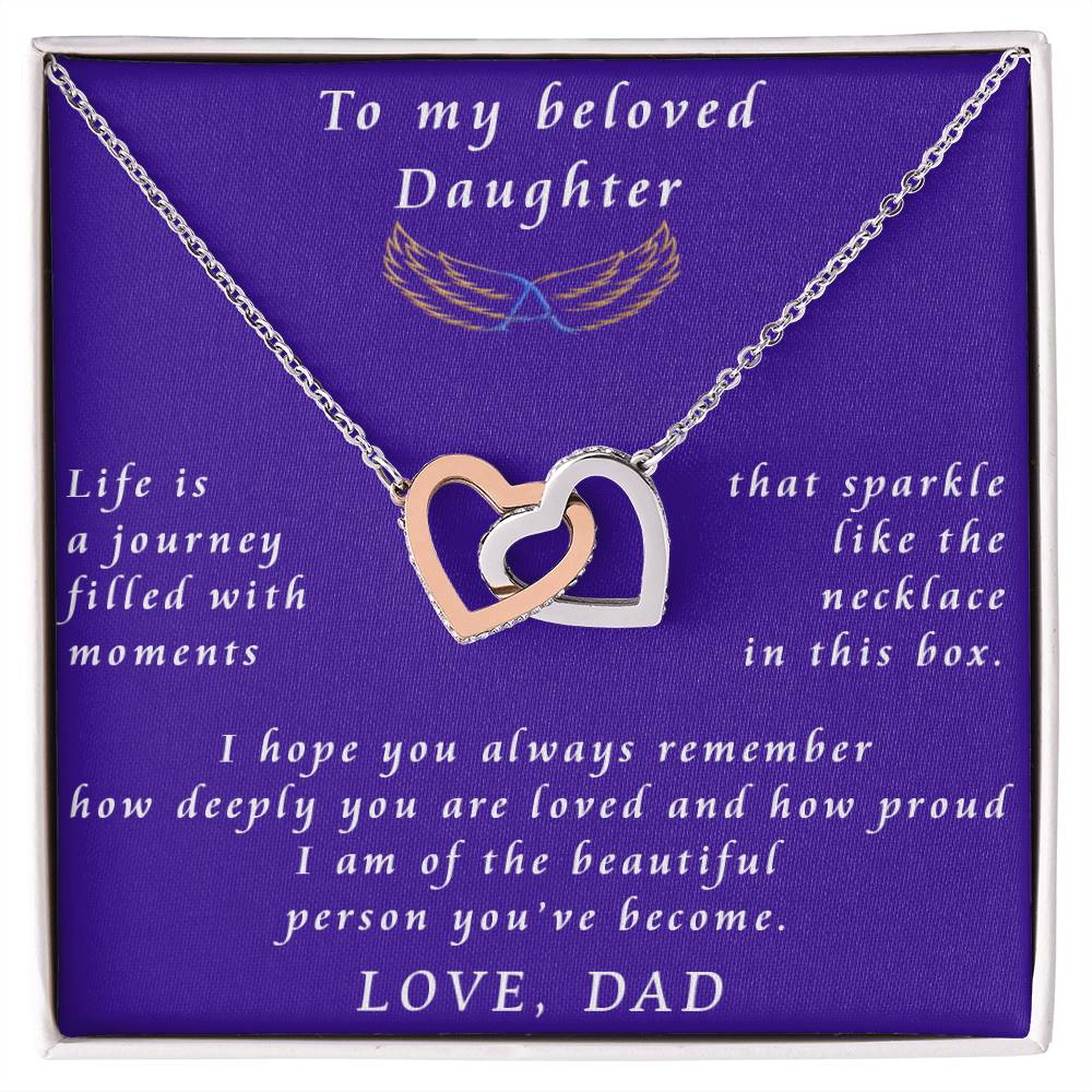 From Father to Daughter Interlocking Hearts Necklace Gift from Father to Daughter