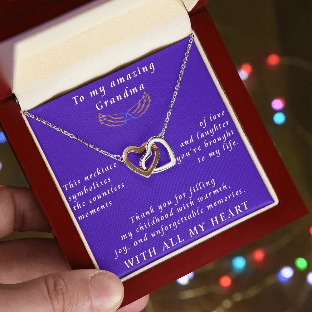 From Granddaughter to Grandmother Interlocking Hearts Necklace