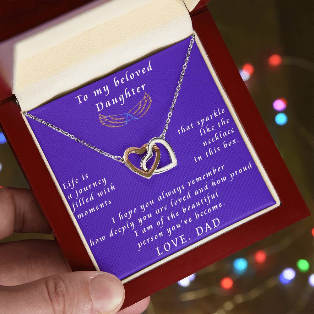 From Father to Daughter Interlocking Hearts Necklace Gift from Father to Daughter