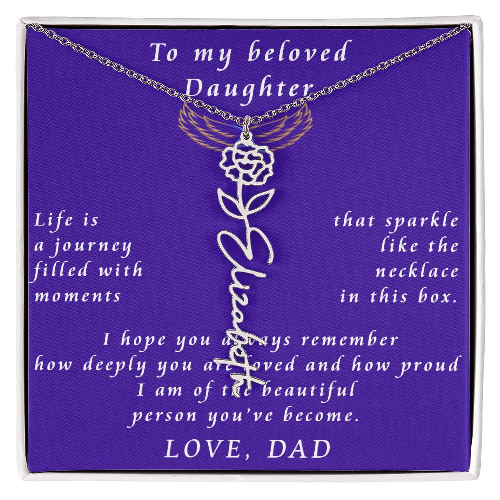 A Father's Timeless Love for His Daughter Flower Name Necklace From Father to Daughter