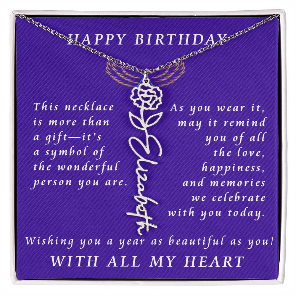 A Personalized Birthday Treasure Flower Name Necklace