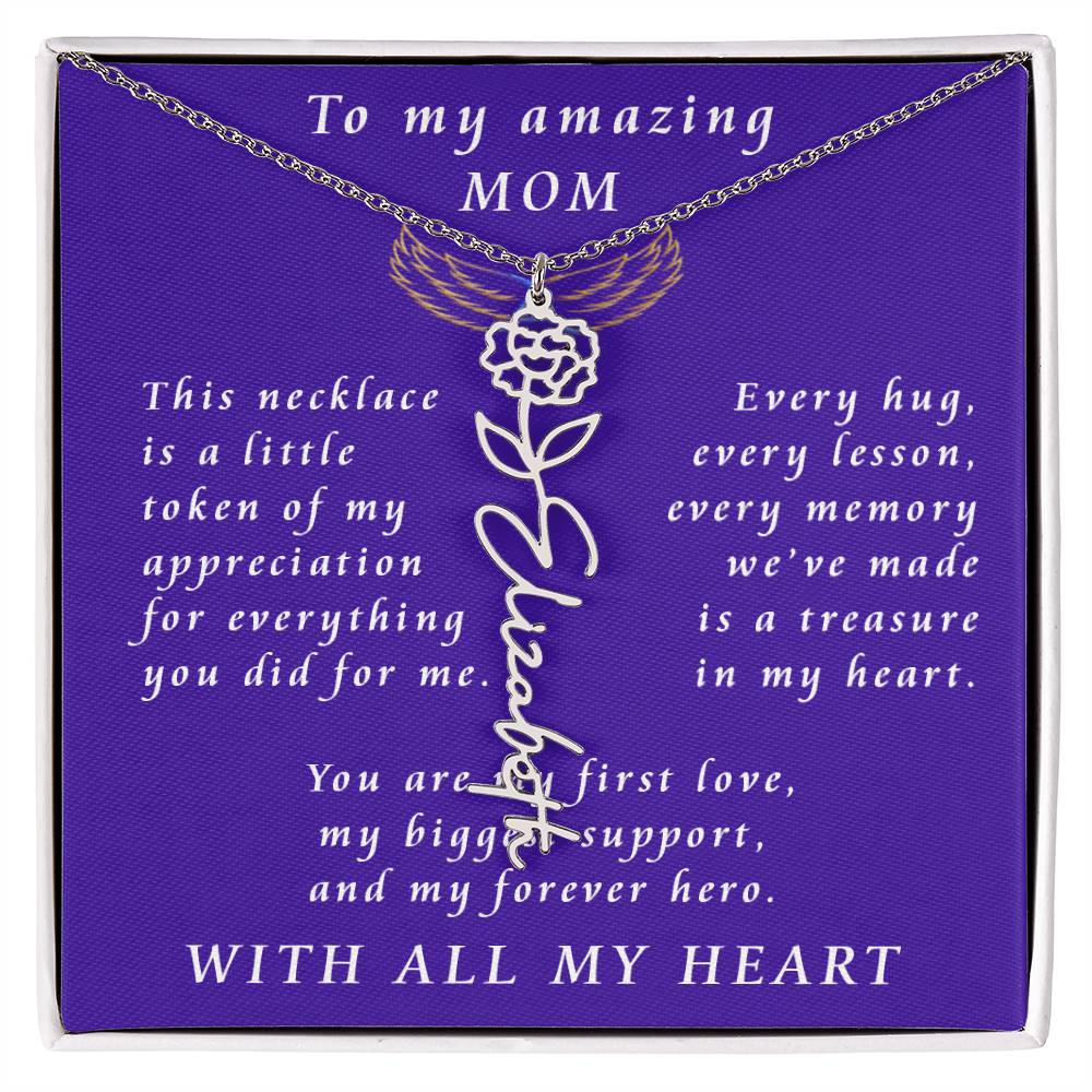 For Mother Birthday Flower Name Necklace