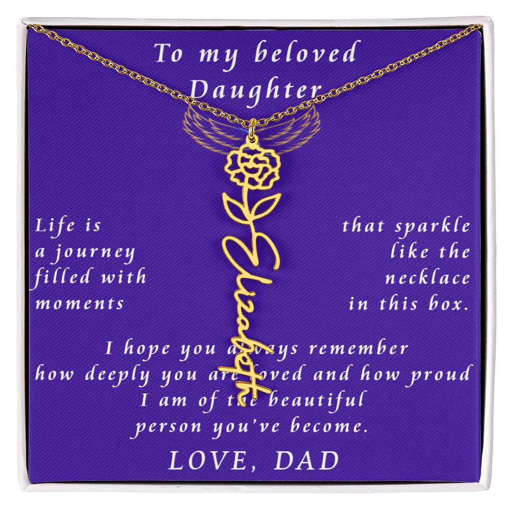 A Father's Timeless Love for His Daughter Flower Name Necklace From Father to Daughter
