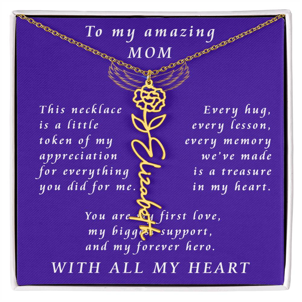 For Mother Birthday Flower Name Necklace