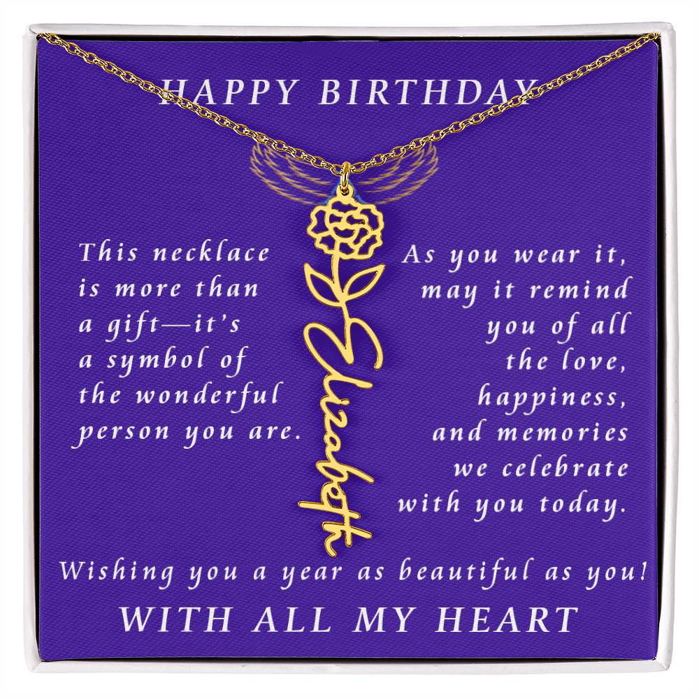 A Personalized Birthday Treasure Flower Name Necklace