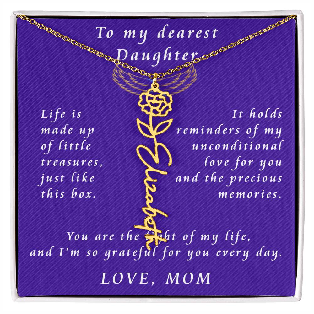A Mother's Timeless Gift for Her Daughter Flower Name Necklace From Mother to Daughter