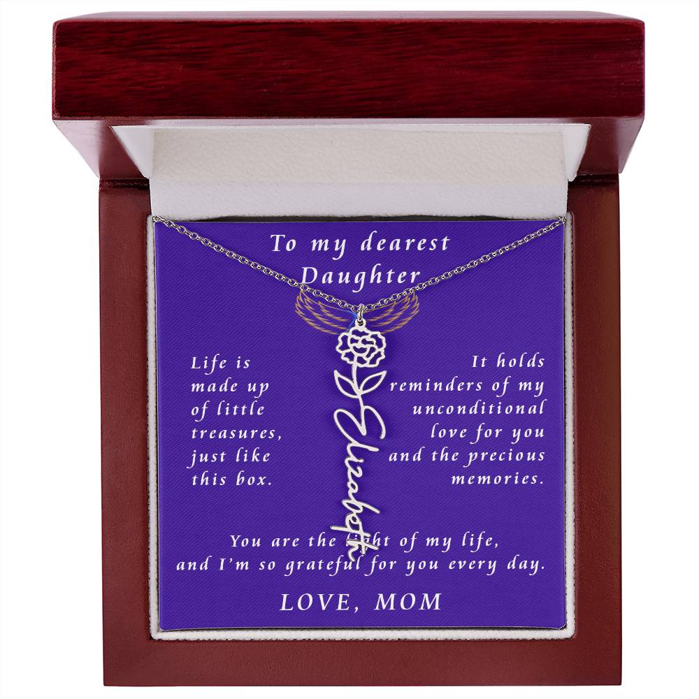 A Mother's Timeless Gift for Her Daughter Flower Name Necklace From Mother to Daughter