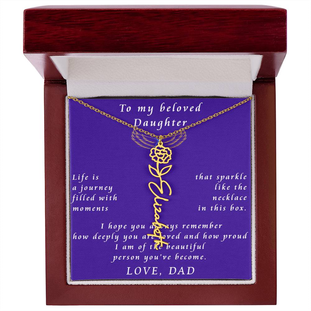 A Father's Timeless Love for His Daughter Flower Name Necklace From Father to Daughter