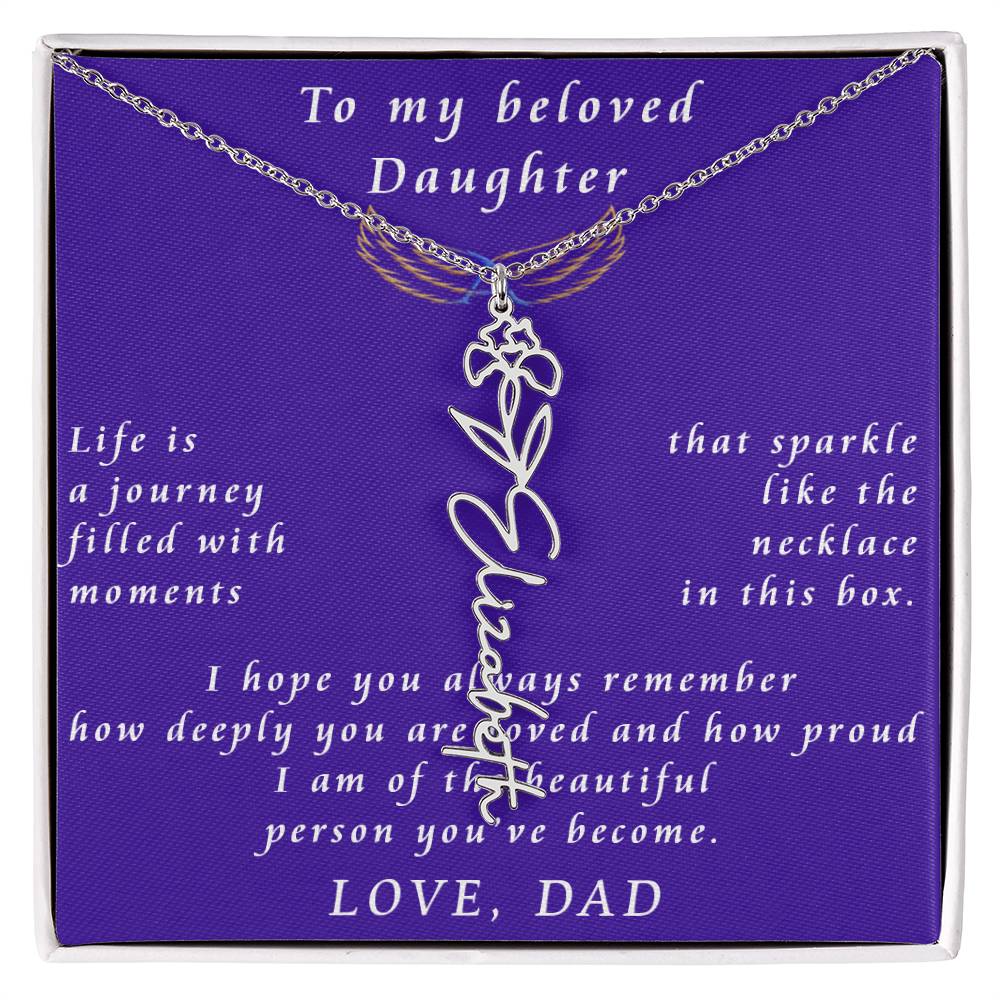 A Father's Timeless Love for His Daughter Flower Name Necklace From Father to Daughter