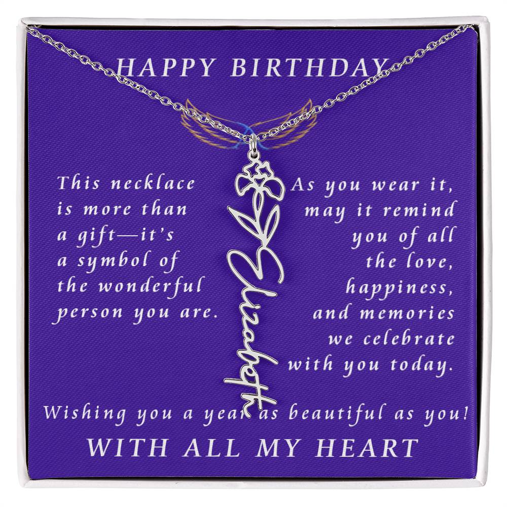 A Personalized Birthday Treasure Flower Name Necklace