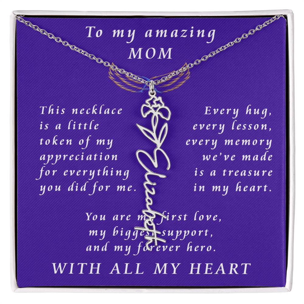 For Mother Birthday Flower Name Necklace