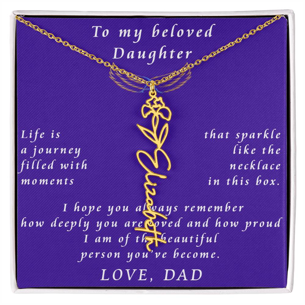 A Father's Timeless Love for His Daughter Flower Name Necklace From Father to Daughter