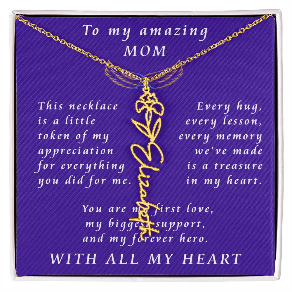 For Mother Birthday Flower Name Necklace