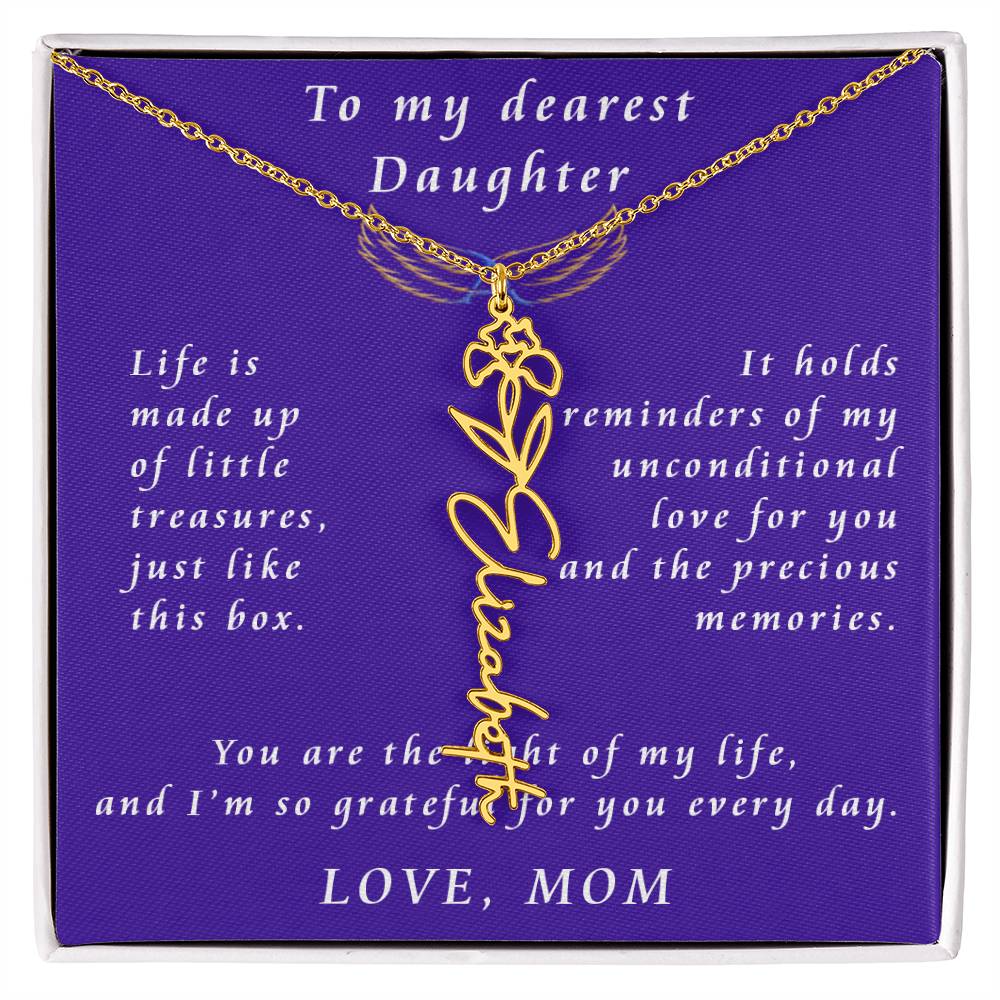 A Mother's Timeless Gift for Her Daughter Flower Name Necklace From Mother to Daughter