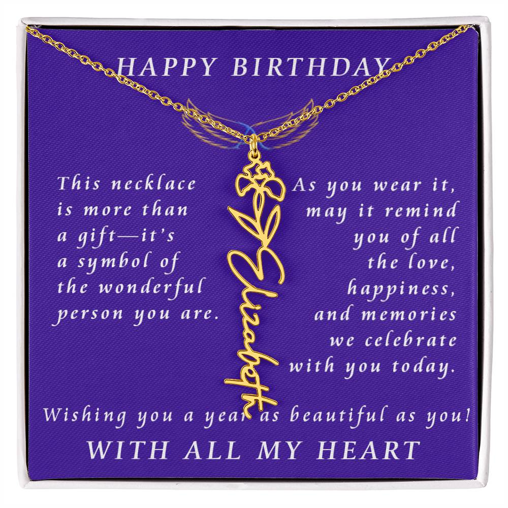 A Personalized Birthday Treasure Flower Name Necklace