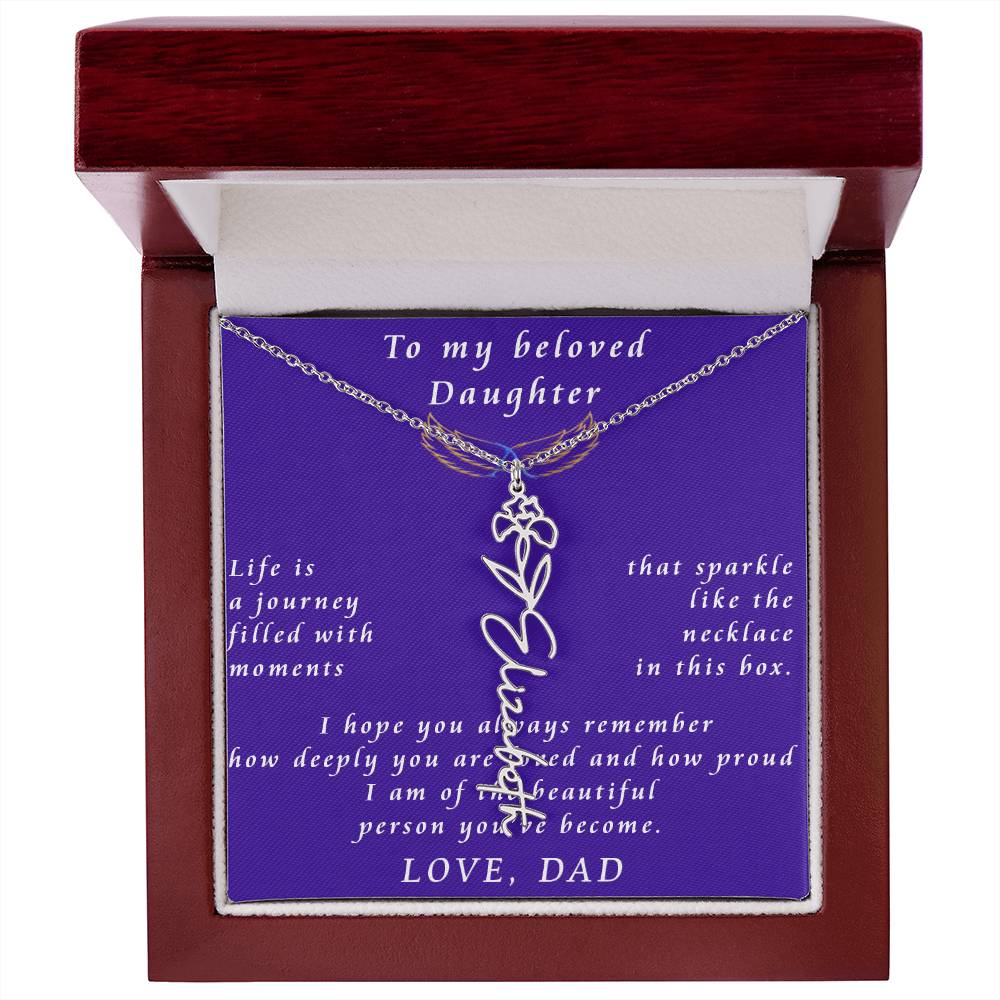 A Father's Timeless Love for His Daughter Flower Name Necklace From Father to Daughter