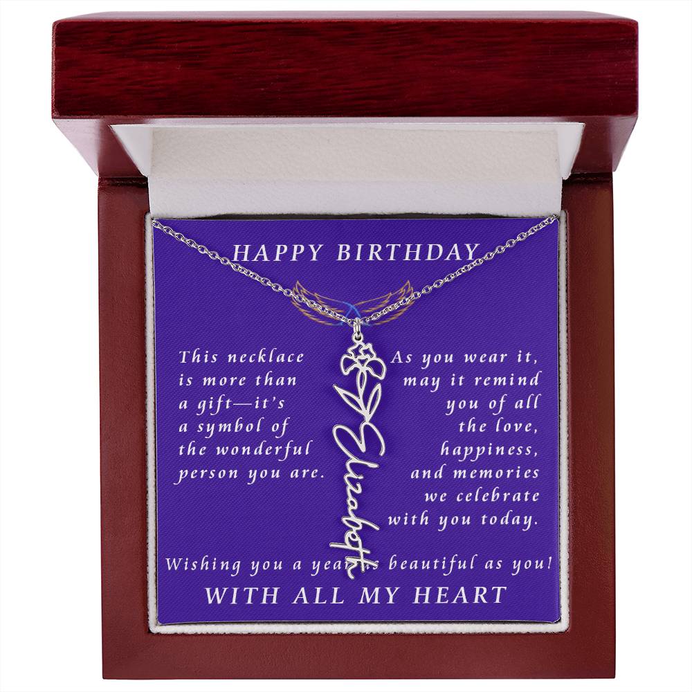 A Personalized Birthday Treasure Flower Name Necklace