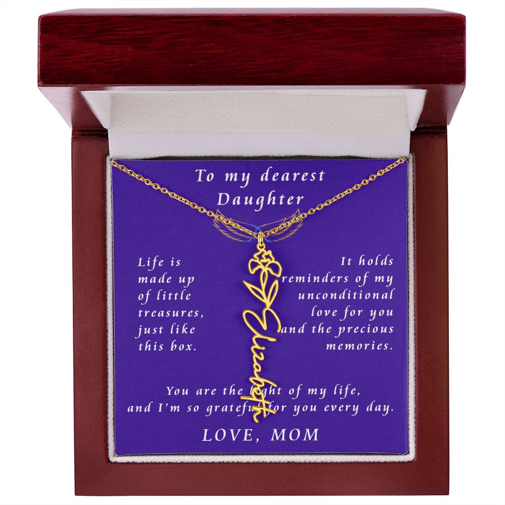 A Mother's Timeless Gift for Her Daughter Flower Name Necklace From Mother to Daughter