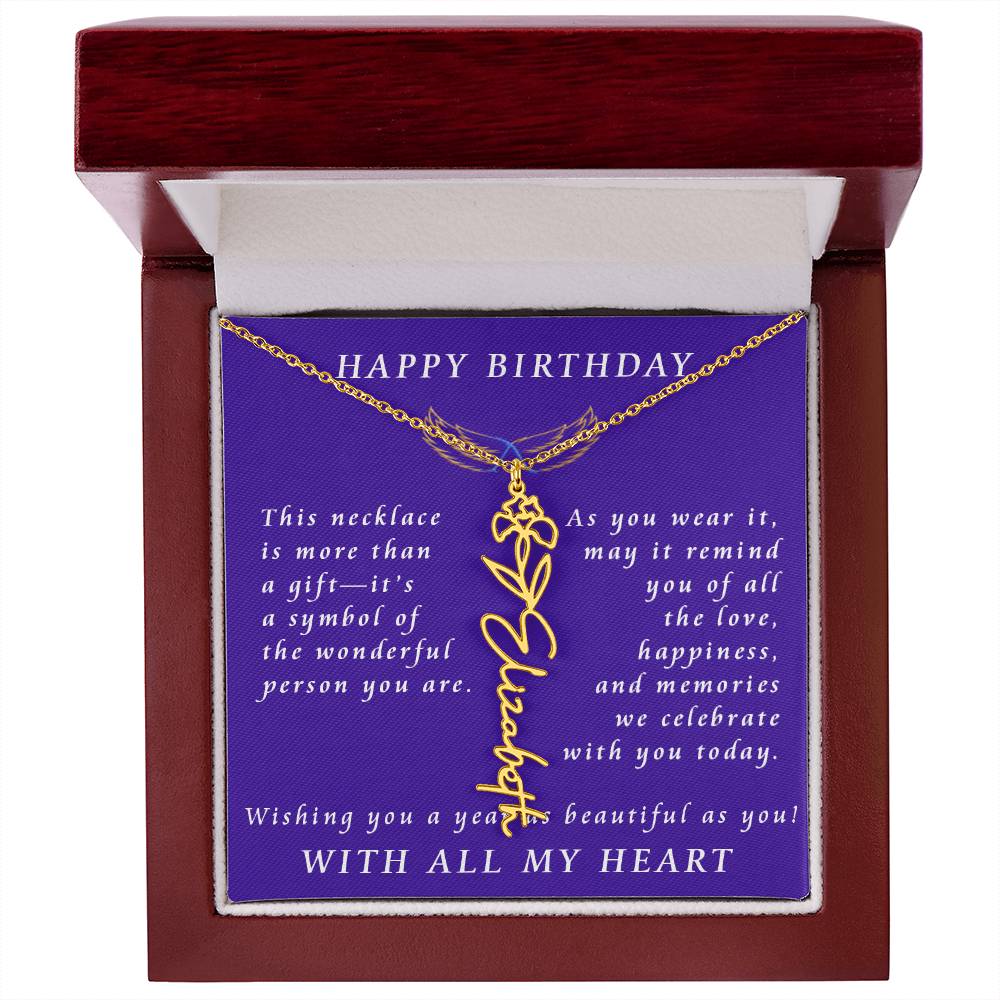 A Personalized Birthday Treasure Flower Name Necklace