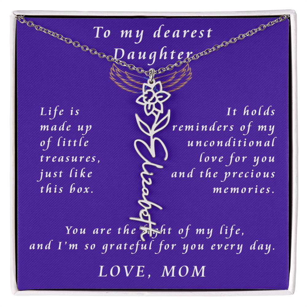 A Mother's Timeless Gift for Her Daughter Flower Name Necklace From Mother to Daughter