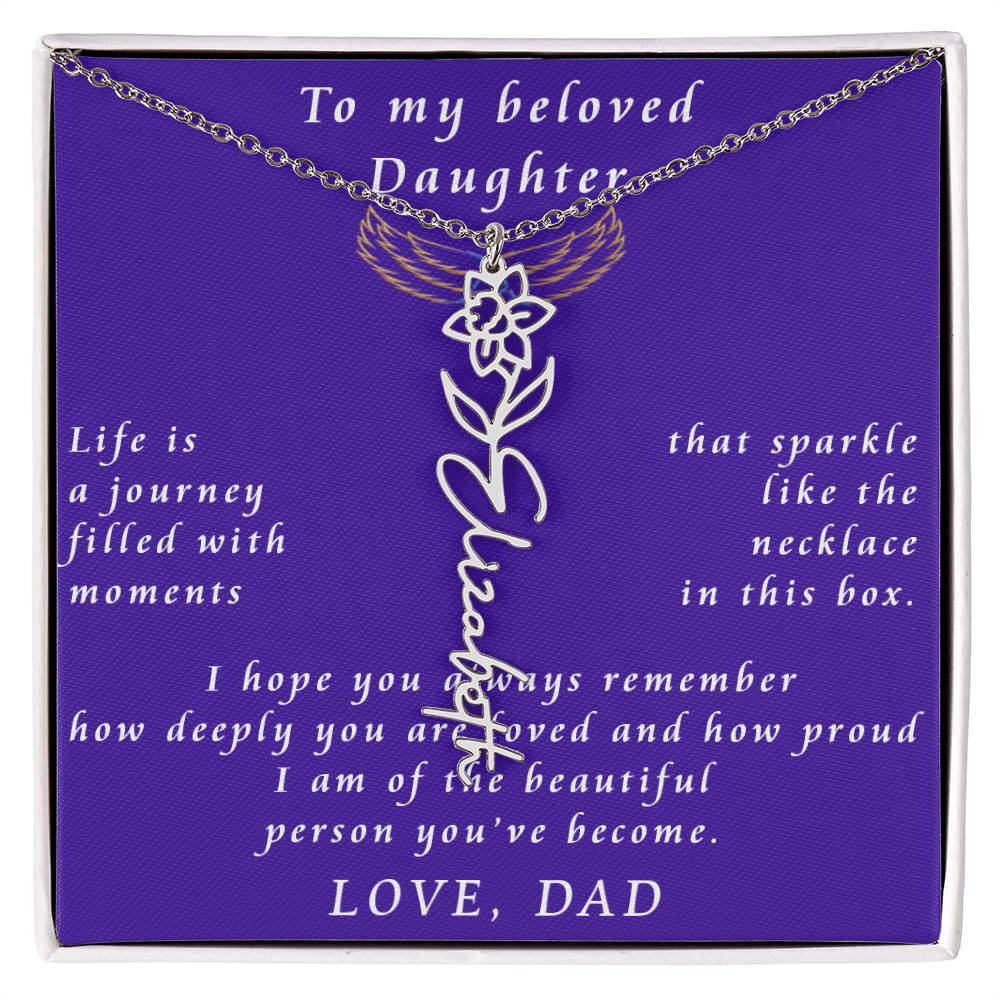 A Father's Timeless Love for His Daughter Flower Name Necklace From Father to Daughter
