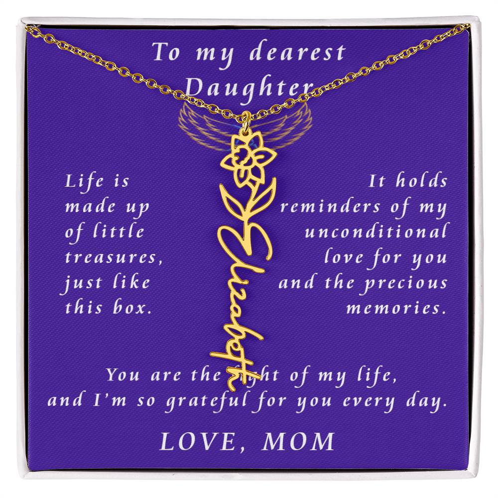 A Mother's Timeless Gift for Her Daughter Flower Name Necklace From Mother to Daughter