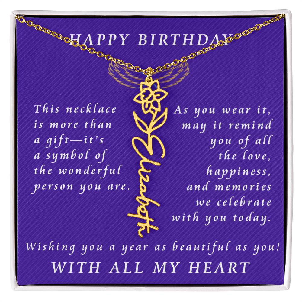 A Personalized Birthday Treasure Flower Name Necklace
