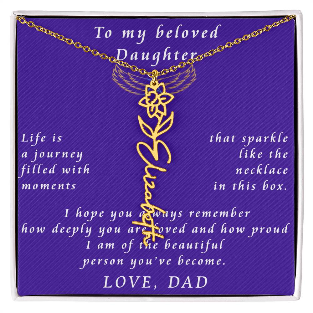 A Father's Timeless Love for His Daughter Flower Name Necklace From Father to Daughter