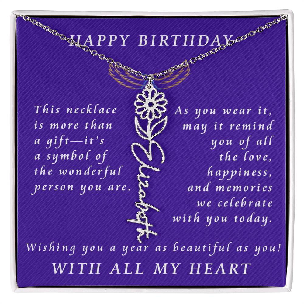 A Personalized Birthday Treasure Flower Name Necklace