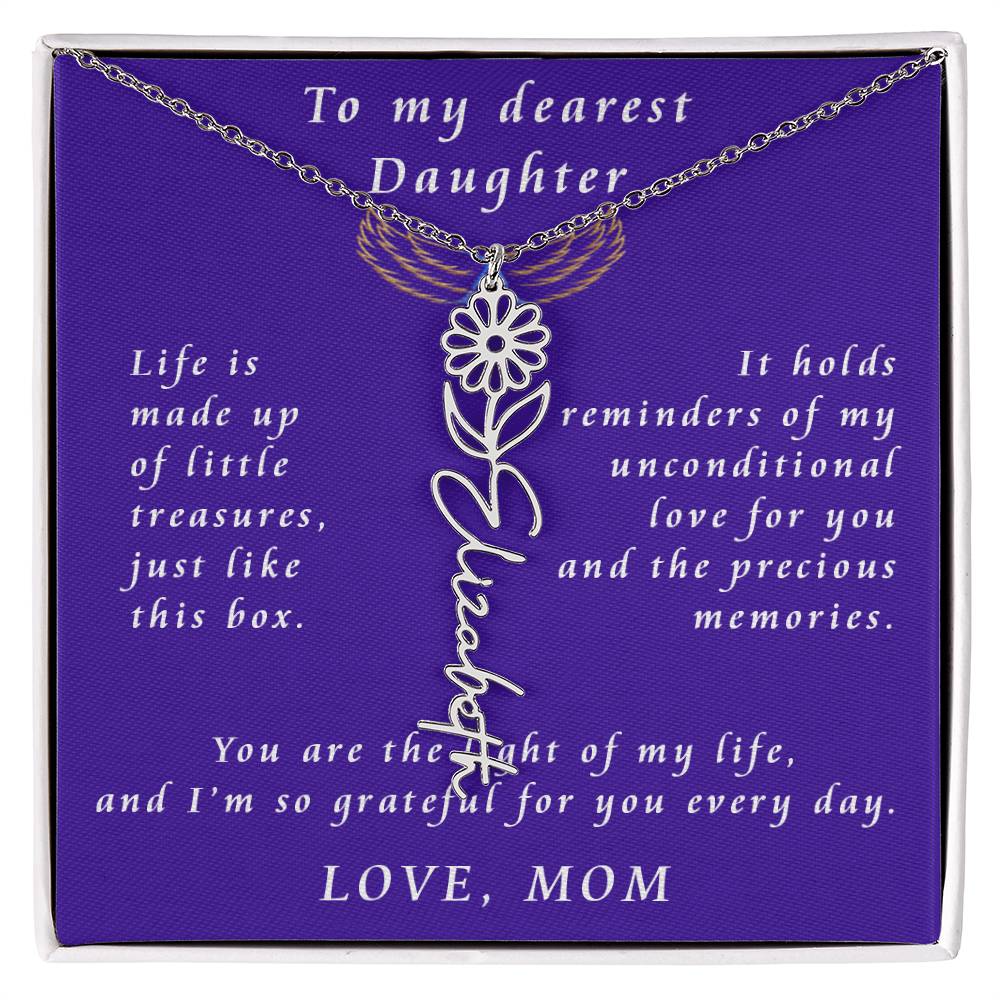 A Mother's Timeless Gift for Her Daughter Flower Name Necklace From Mother to Daughter