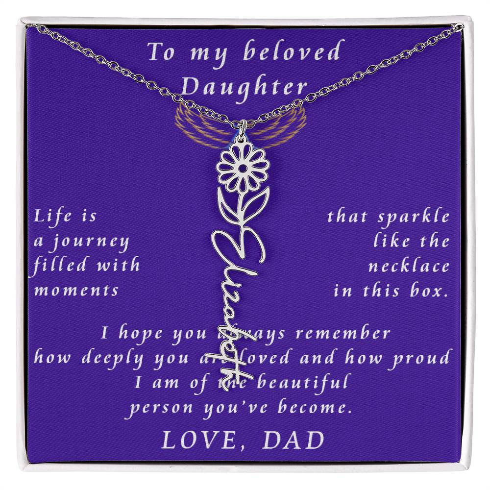 A Father's Timeless Love for His Daughter Flower Name Necklace From Father to Daughter