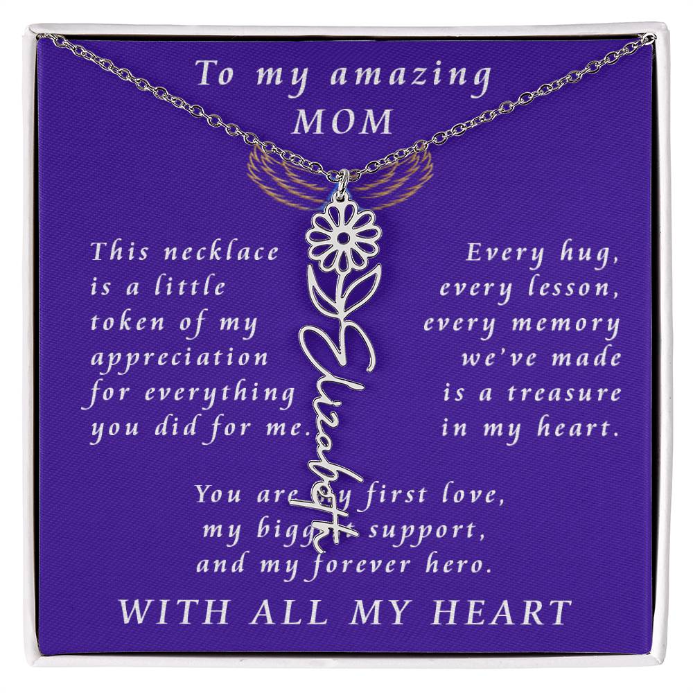 For Mother Birthday Flower Name Necklace