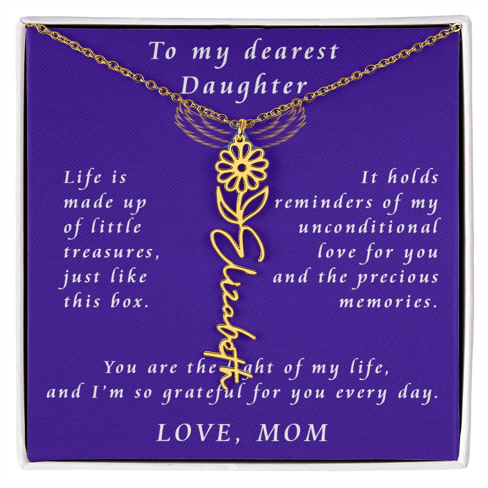 A Mother's Timeless Gift for Her Daughter Flower Name Necklace From Mother to Daughter