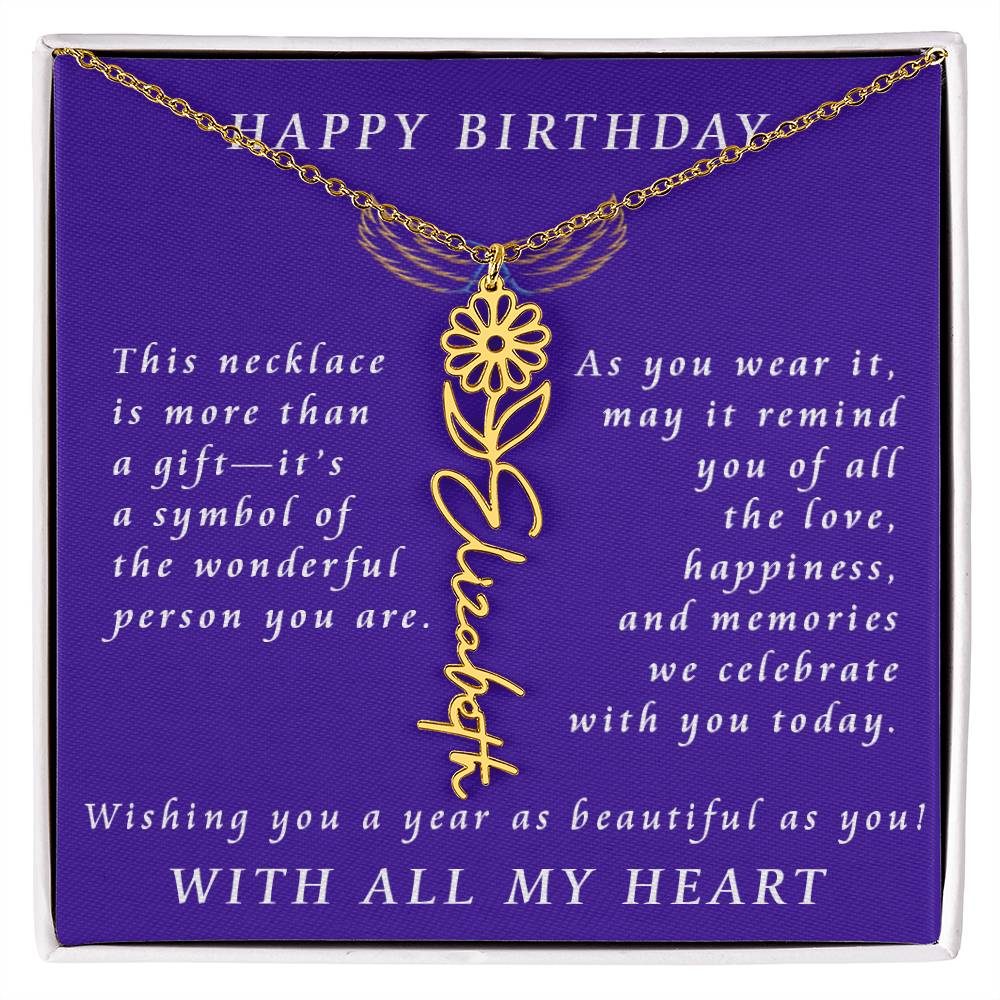 A Personalized Birthday Treasure Flower Name Necklace