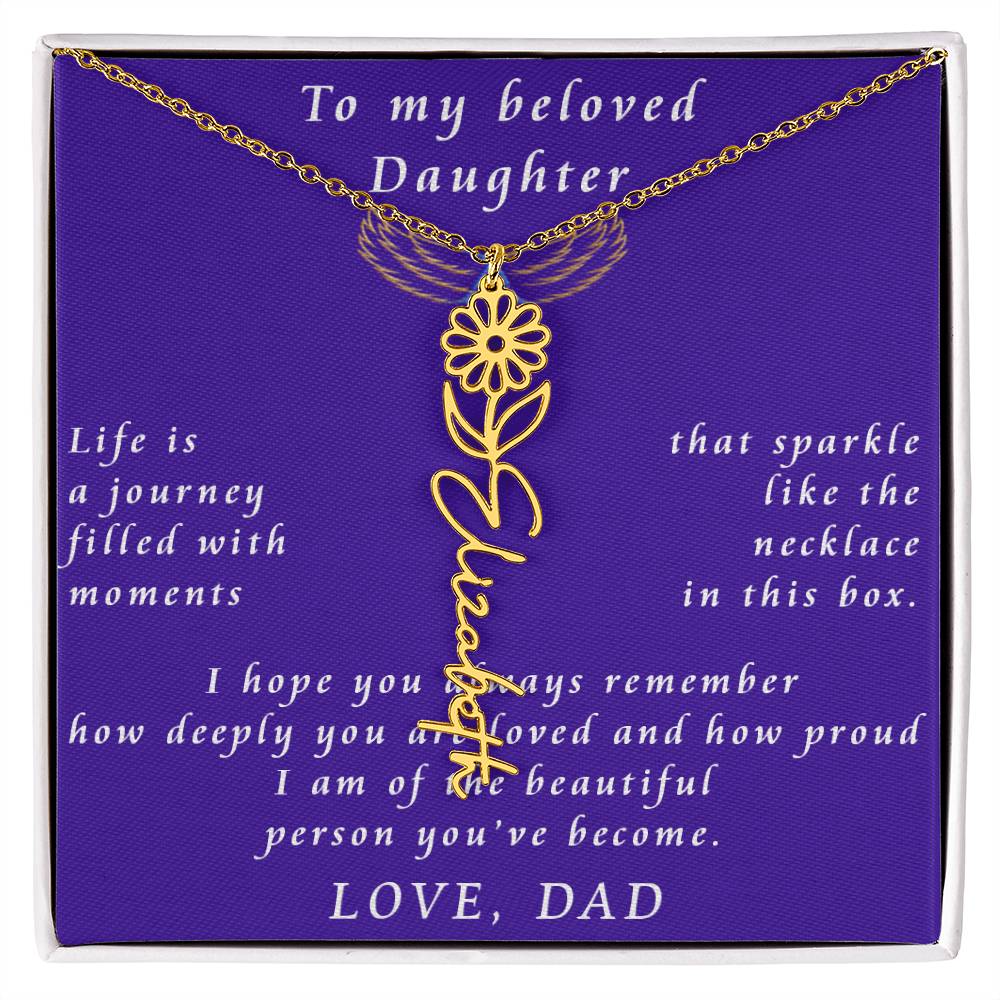 A Father's Timeless Love for His Daughter Flower Name Necklace From Father to Daughter
