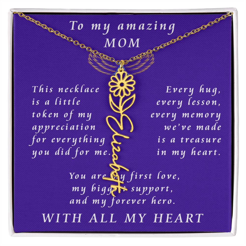 For Mother Birthday Flower Name Necklace