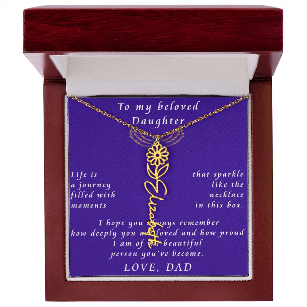 A Father's Timeless Love for His Daughter Flower Name Necklace From Father to Daughter