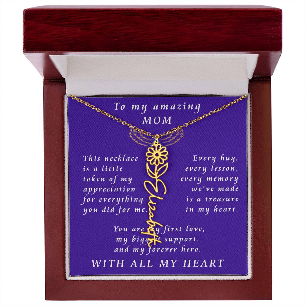 For Mother Birthday Flower Name Necklace