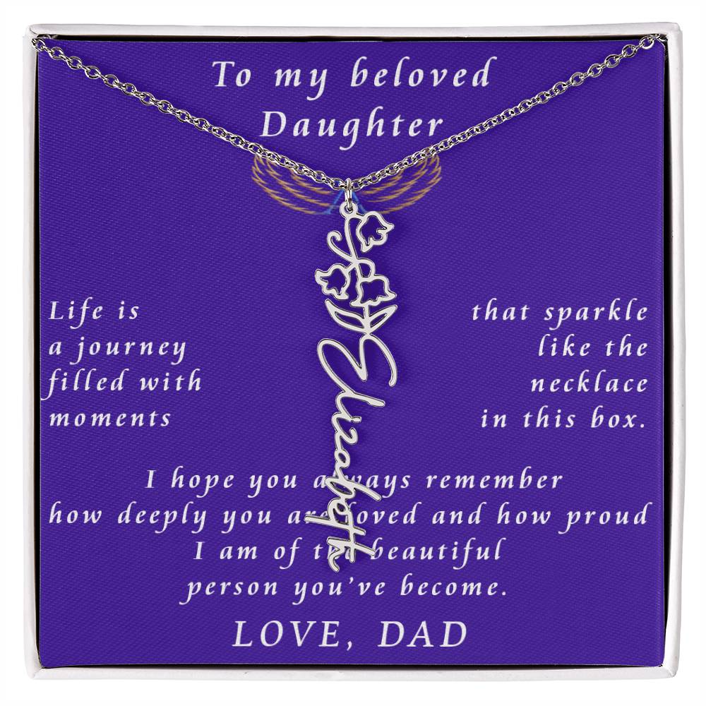 A Father's Timeless Love for His Daughter Flower Name Necklace From Father to Daughter