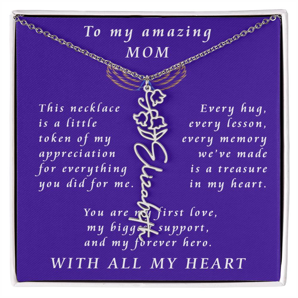 For Mother Birthday Flower Name Necklace