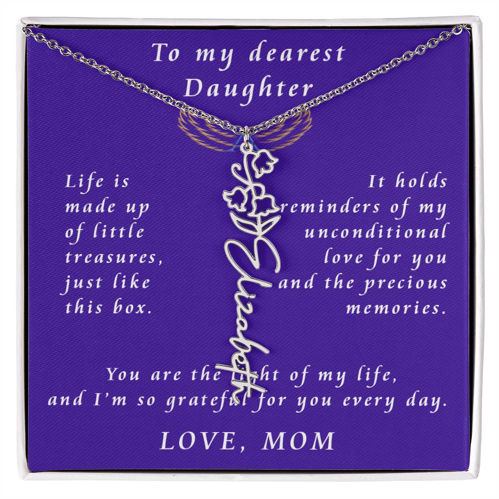 A Mother's Timeless Gift for Her Daughter Flower Name Necklace From Mother to Daughter