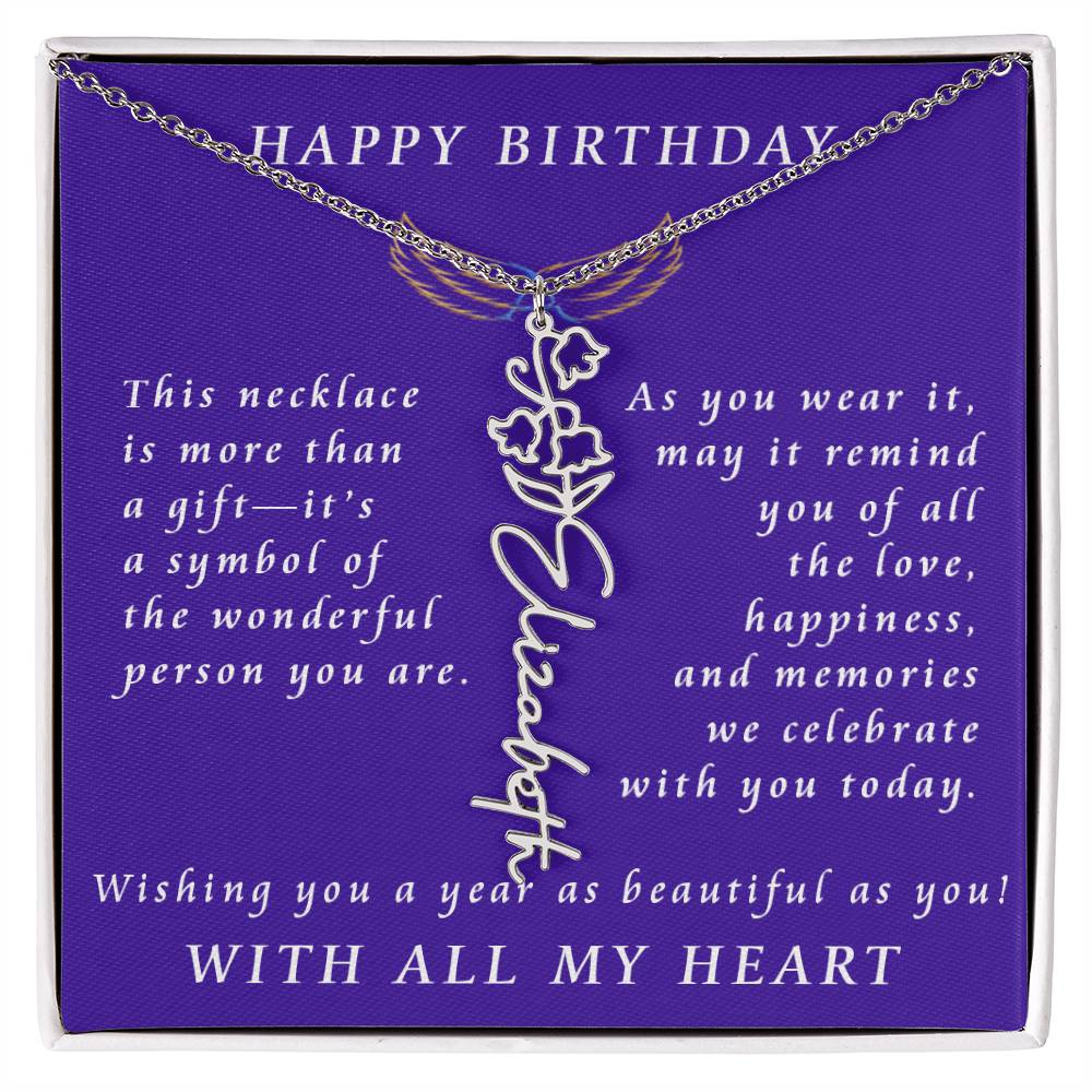 A Personalized Birthday Treasure Flower Name Necklace
