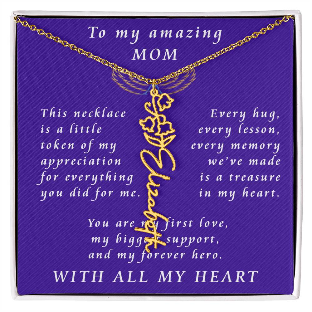 For Mother Birthday Flower Name Necklace