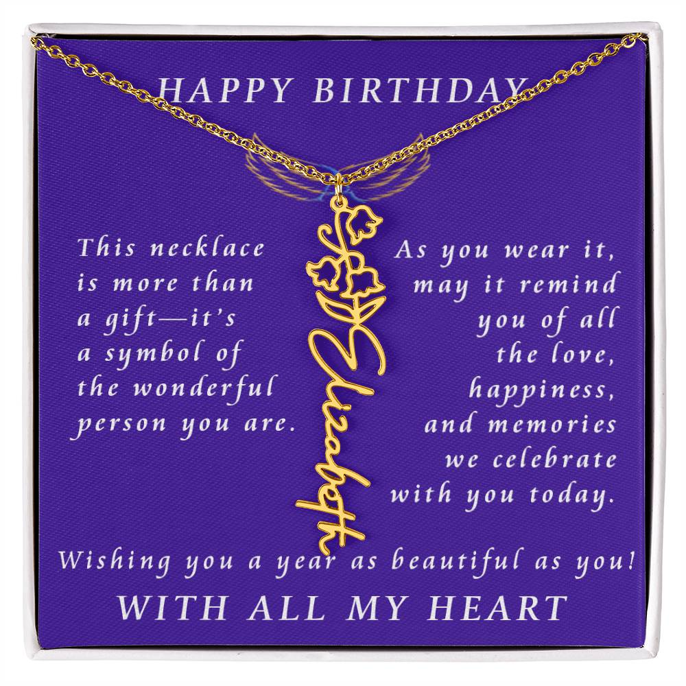 A Personalized Birthday Treasure Flower Name Necklace