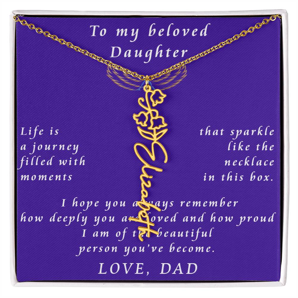 A Father's Timeless Love for His Daughter Flower Name Necklace From Father to Daughter