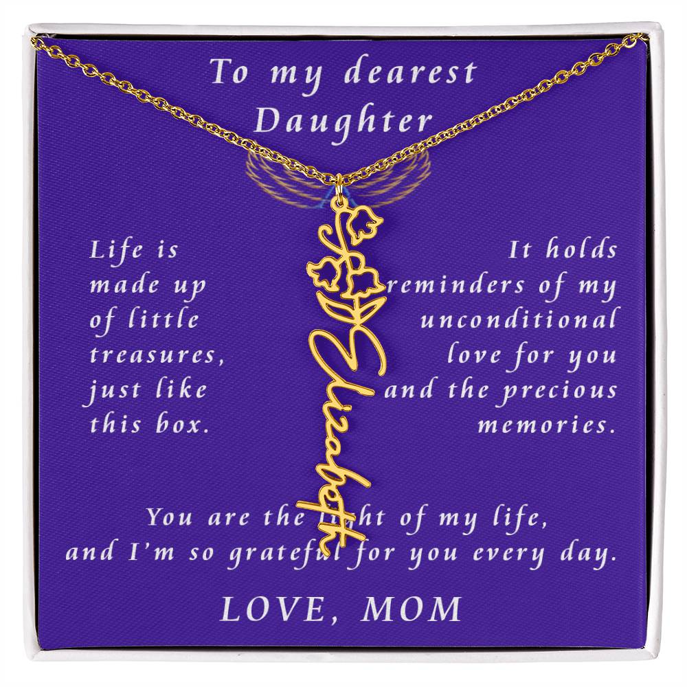A Mother's Timeless Gift for Her Daughter Flower Name Necklace From Mother to Daughter