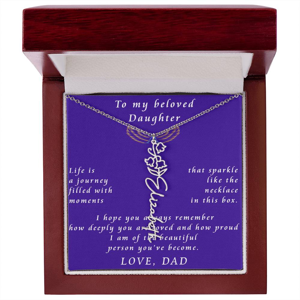 A Father's Timeless Love for His Daughter Flower Name Necklace From Father to Daughter