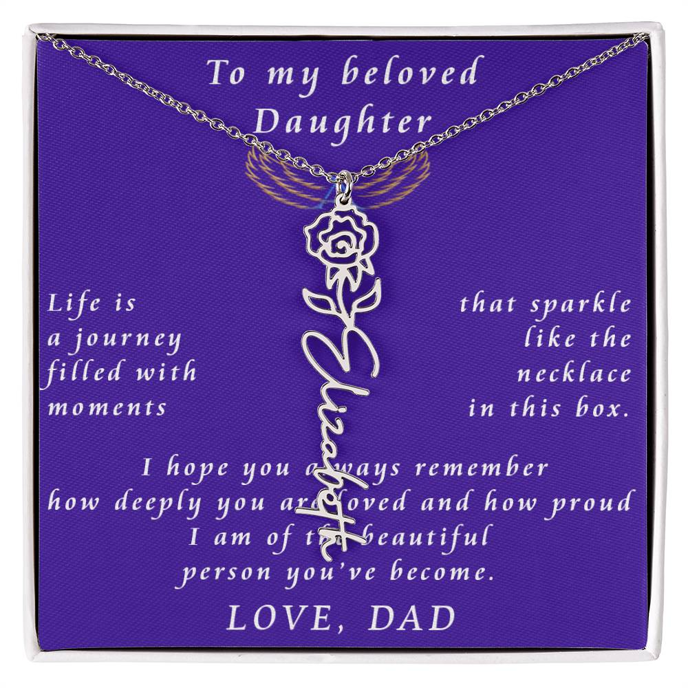 A Father's Timeless Love for His Daughter Flower Name Necklace From Father to Daughter